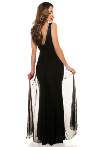 Spoločenské šaty s čipkou a mašľou / čierne Obrázok pre Spoločenské šaty s čipkou a mašľou / čierne